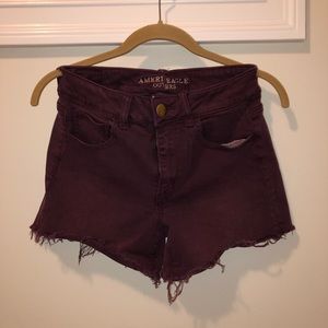 American Eagle Maroon hi waisted shorts